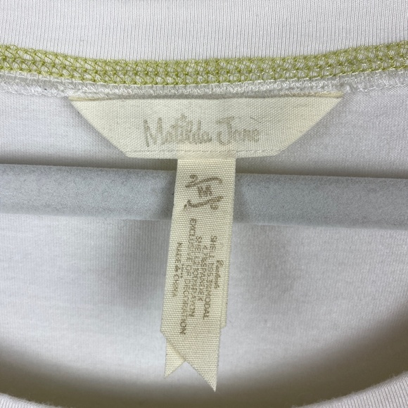 Matilda Jane Ivory Tunic with Tab Sleeve and Striped Hem - Size Medium - Picture 3 of 7